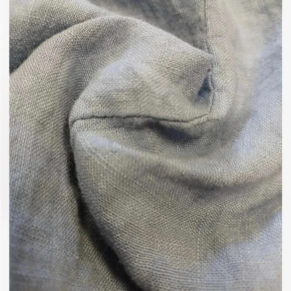 Angela Mara 100% Linen Blue Short Sleeve Asymmetrical Midi Dress Size Large - Picture 9 of 9